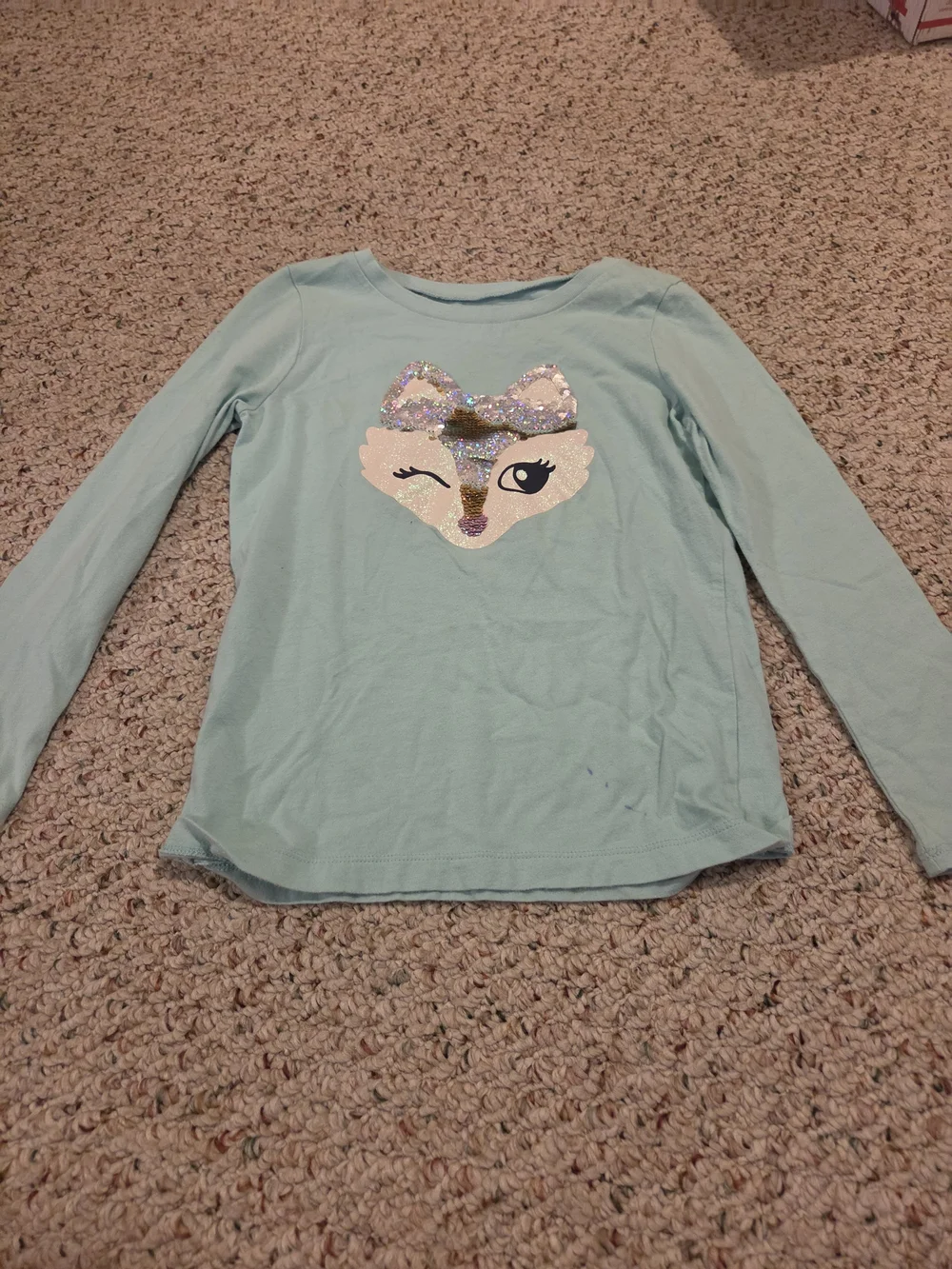 Carter's Light Blue Fox Sequin Long Sleeve Tee